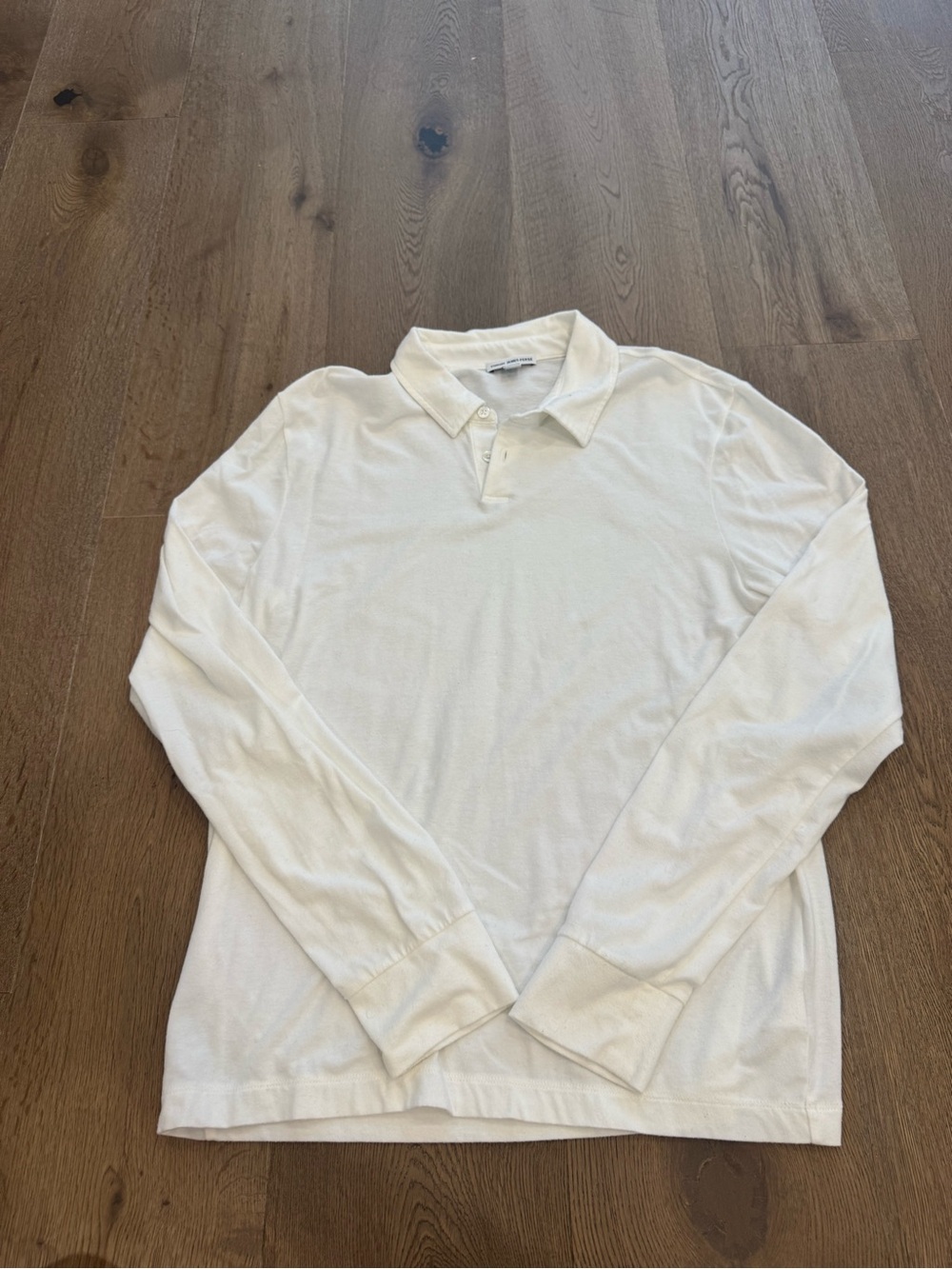 James Perse White Long-Sleeve Polo